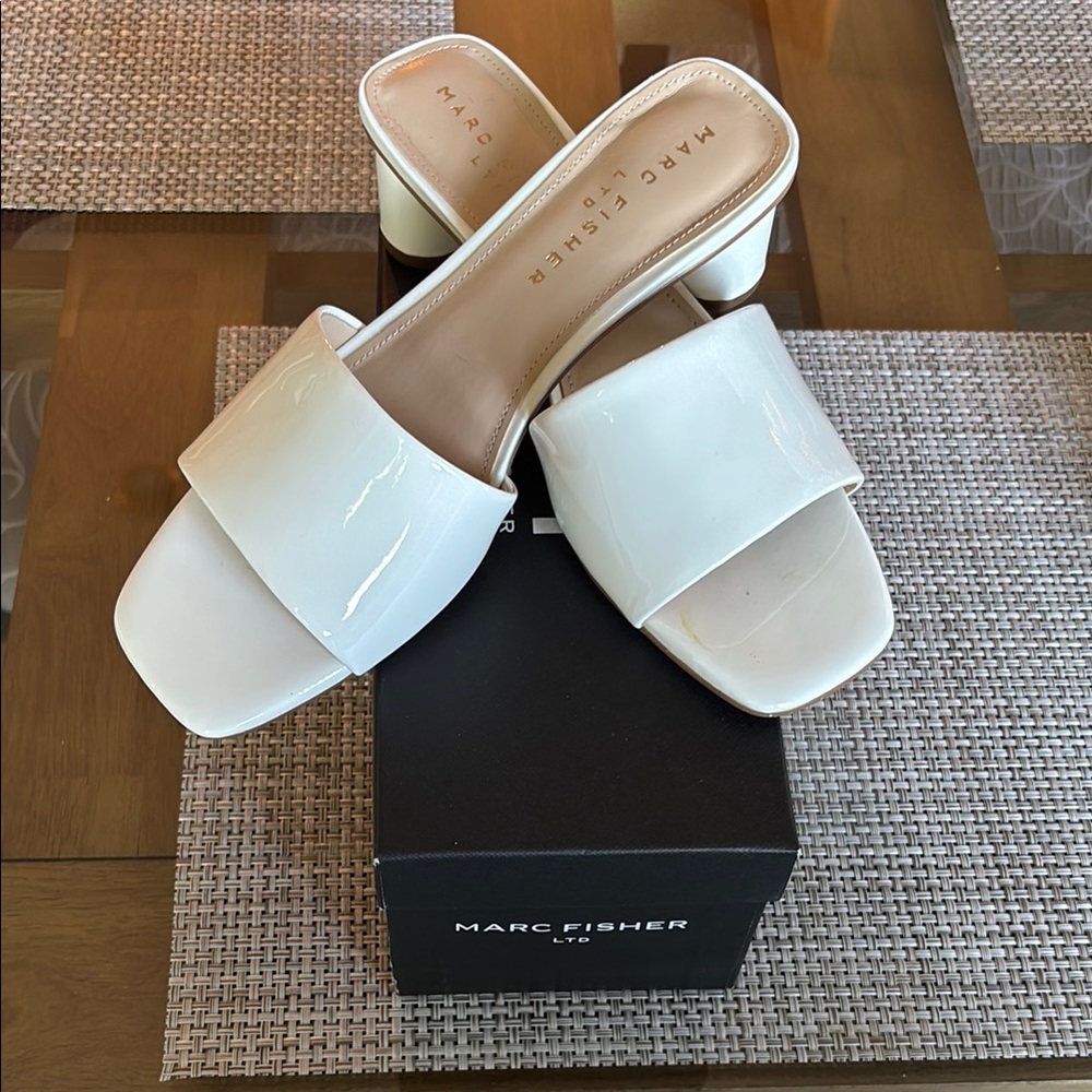 Marc Fisher Cream Mules with Minimalist Design